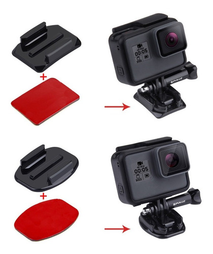 Imagen 2 de 6 de Montura Base 2 Curvas 2 Planas + 4 Adhesivo Para Gopro 9 8 7