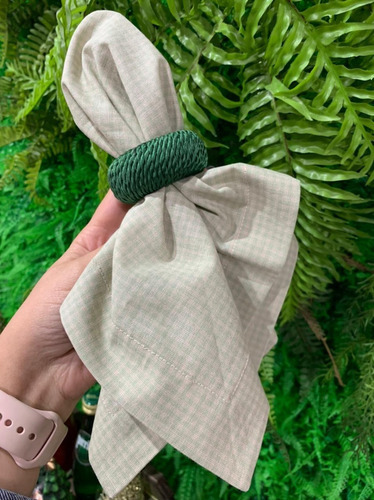 Conjunto De 4 Argolas De Guardanapo Verde Olive Viscose