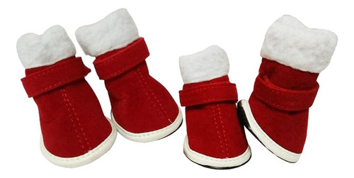 4 Piezas De Mascota Botines Navidad De Pata Rojo S