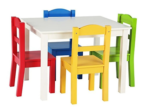 Juego De Mesa Y 4 Sillas De Madera Para Niños