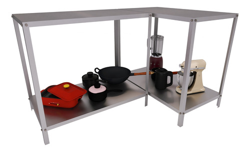 2 Mesa Auxiliar Inox 92cm Cozinha Industrial 1 Prateleira