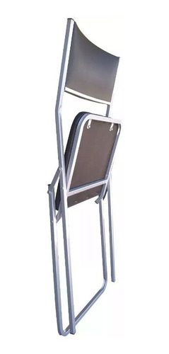 Imagen 3 de 5 de Silla Plegable Respaldo Tapizado Eco Cuero Caño Diseño