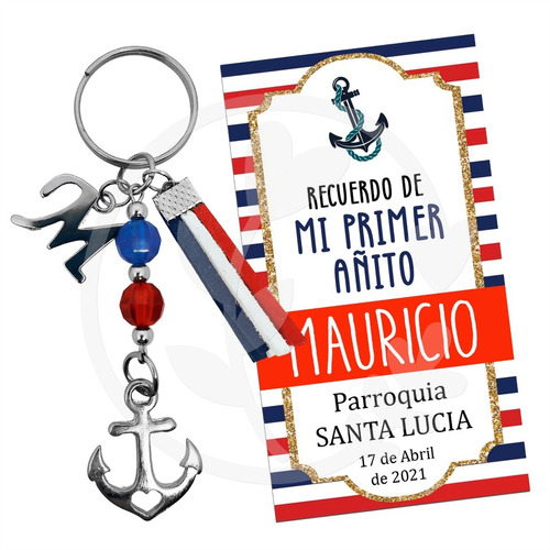 Souvenir Llavero Ancla Barco Marinero 1er Añito Con Inicial