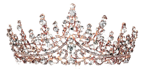 Corona Tiara De Novia Quinceañera Cristales Rose Gold