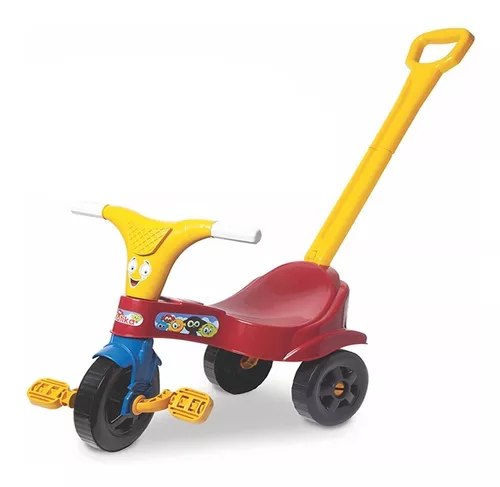 Triciclo Infantil Motoca Vermelho Menino C/ Empurrador