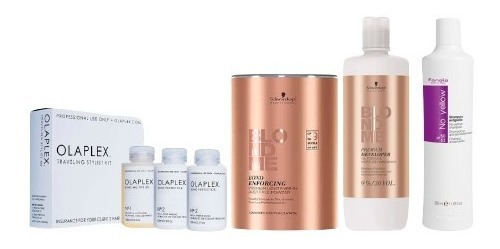 Kit Olaplex #1/15ml#2/30ml+ Blondme50g/agua100ml+fanola100ml