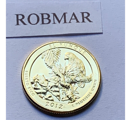 Robmar-usa-quarter Bañado Oro 24k Año 2012-n°11-el Yunque