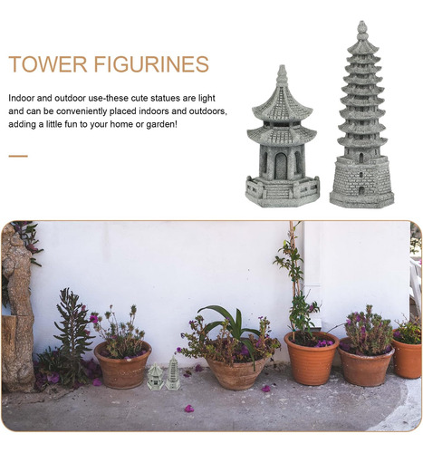 Yardwe 4 Pcs Mini Pagoda Ornaments, Estatua De Pagoda En Min