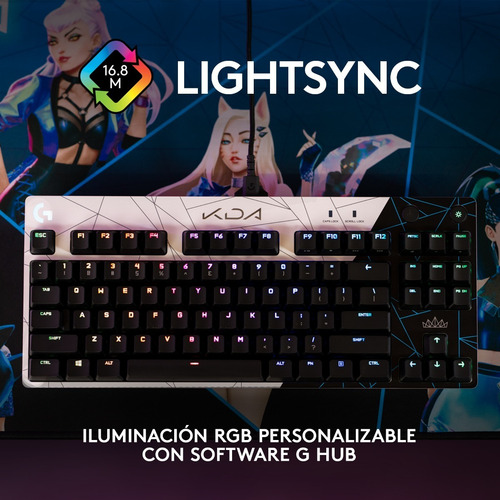 Imagen 4 de 5 de Teclado gamer Logitech Pro Series G Pro QWERTY GX Brown Tactile inglés US color kda con luz RGB