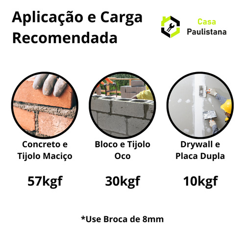 Kit 100 Buchas Mu 8mm Tijolo Oco Parede Bloco Gesso Drywall