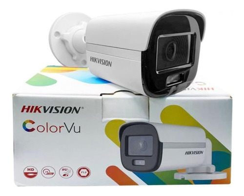 Cámara Bala Hikvision Turbo 2mp 24/7 Color Vu Luz Blanca 20m