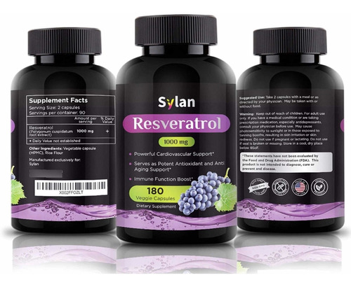 Resveratrol Sylan 100 Mg, Antioxidante, Fabricado  En Usa