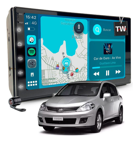Kit Multimídia Carplay Bluetooth Nissan Tiida 2008 Á 2013 7p Cor Nissan Tiida 2012