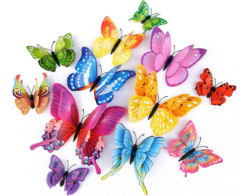 72pcs 3d Mariposa Pegatinas De Pared Con Imanes Colorido