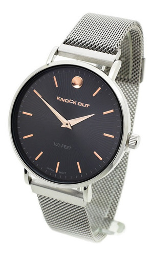 Reloj Knock Out Hombre 1575 Malla Tejida Wr30 Cierre Imán