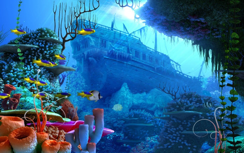 Imagem 5 de 5 de Papel De Parede Adesivo Decorativo Fundo Aquário Fd9 41x138