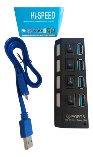 Extensión Hub Usb 3.0 4 Puertos Múltiple Conexión 4 Switch