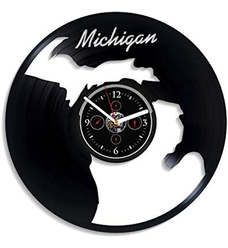 Reloj De Pared Del Estado De Michigan Hecho A Mano, Reloj De