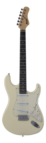 Guitarra 3s Escala Escura Escudo Awh Mg-30 Owh Memphis Destro White
