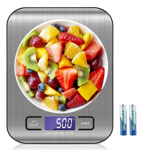 Balanza Bascula Digital De Precision Cocina Reposteria Plateado 5 Kg