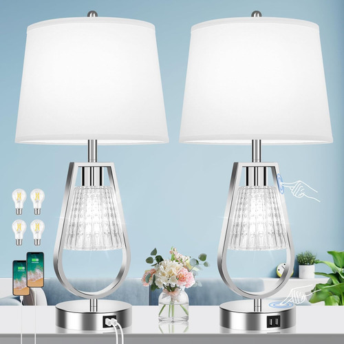 Lámparas De Mesa Con Luz Nocturna - 2 Piezas, Control Táctil