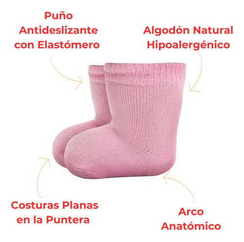 Pack X6 Medias Bebe Lisas 1/2 Caña Elemento Art. 1850