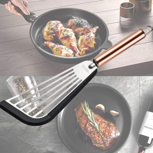 Espátula De Pescado Antiadherente Con Borde De Silicona, Esp