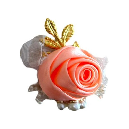 Pulsera Flor Rosa Corsage Dama Honor Novia Muñeca Coral Clar