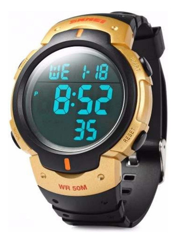 Reloj Tactico Skmei Bubble Anti Shock Sumergible 50 Metros Color De La Correa Dorado