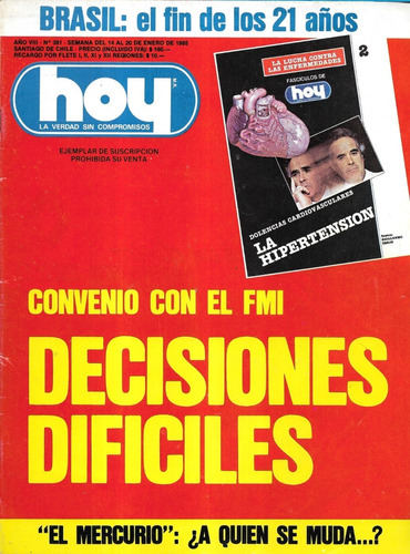 Revista Hoy N° 391 / 14 A 20 Enero 1985 / Decisiones F M I