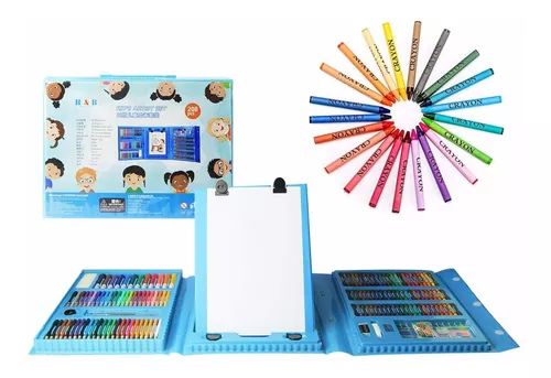  H & B Kit de suministros de arte de 208 piezas para pintar y  dibujar, estuche de arte para niños, caja de arte portátil, pasteles al  óleo, crayones, lápices de colores