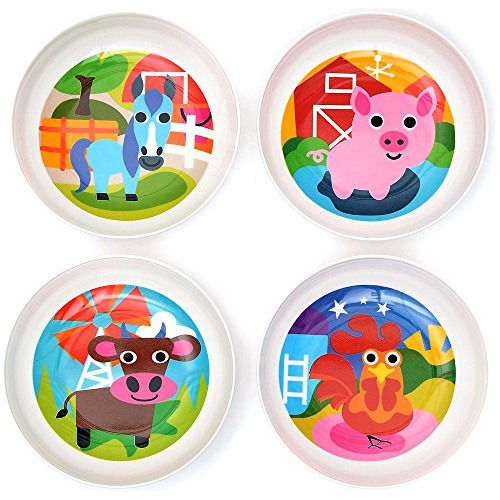 Juego De Vajilla Infantil Melamina Animalitos, 4 Piezas.