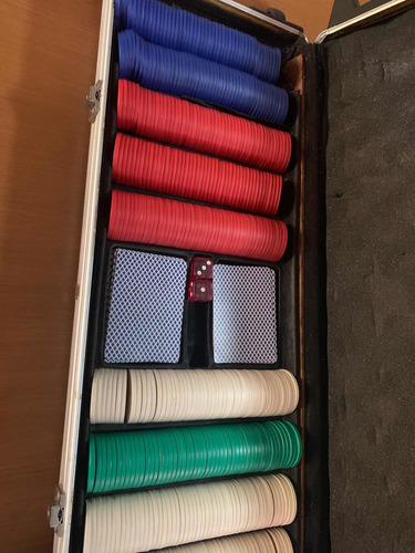 Maletín De 500 Fichas Con Cartas Y Dados