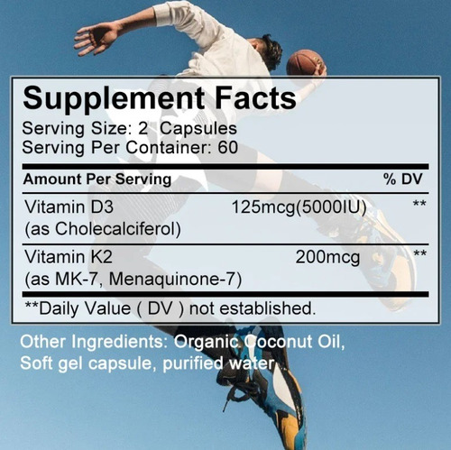 Daitea Vitamina D3 C/k2 120 Caps 5000 Ui Salud Ósea Defensas