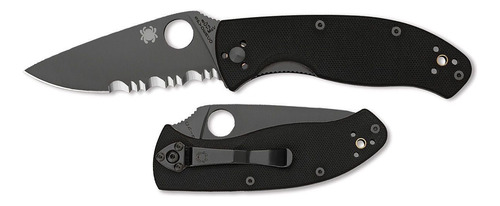 Spyderco Navaja Tenacious Hoja Negra Filo Combinado Edc Negro