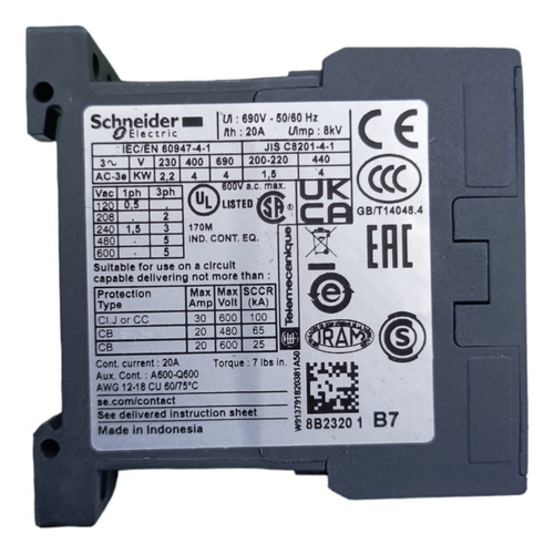 Contactor Schneider Lc1k0901b7 9a, Bobina 24 V