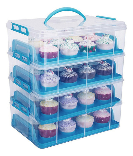 Para Contenedor De Cupcakes Con Tapa Recipiente Para 4 .