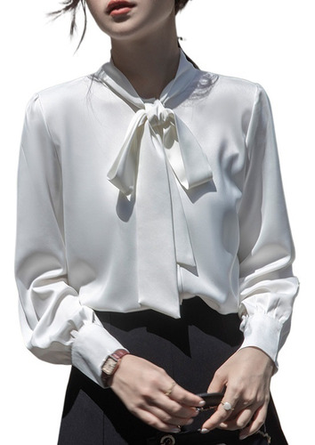 Women Clothing Solid Elegant Chiffon Shirts Spring Long