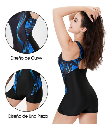 A- Bañador De Una Pieza Mujer Para Playa Surf Nadar Natacion