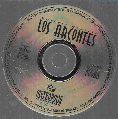 Marcelo Roascio Album Los Arcontes Metropolis Cd S/portada