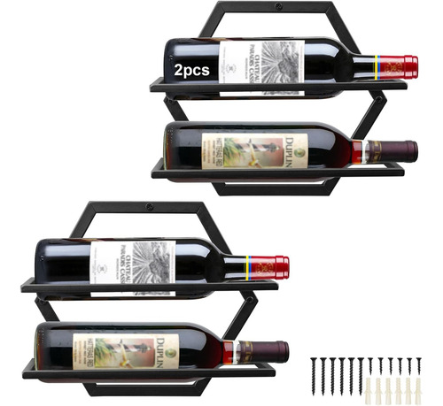 Dos Estantes Expositores Para Botellas De Vino 4b Negro Negro