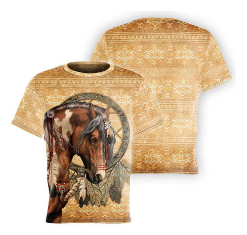 Playera Con Diseño Nativo De Caballo Marrón Ideal P/regalar