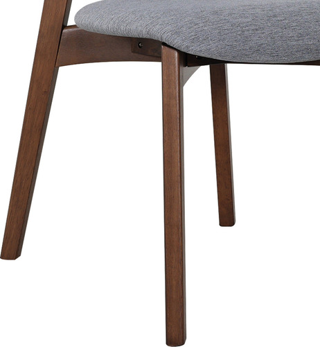 Silla Comedor Madera Nogal Tapiz Gris Minimalista Moderna Diseño De La Tela Liso