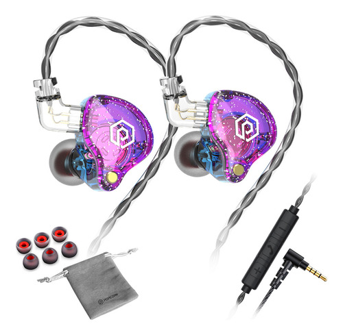 Auriculares In‑Ear Gamer Popcorn Bass X8 Pro Violeta con Micrófono cable