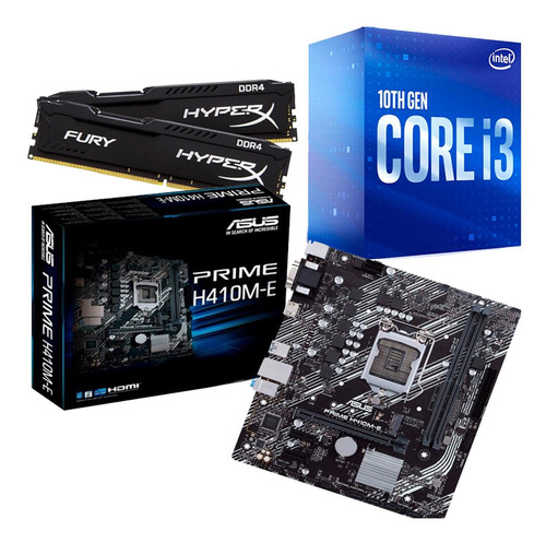 Imagem 1 de 1 de Kit Processador Intel 10100f Asus H410m-e 16gb Hx Fury