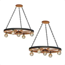 Comprar 2 Luminárias Pendente Teto Lustre Rustico Grande 5 Lâmpadas
