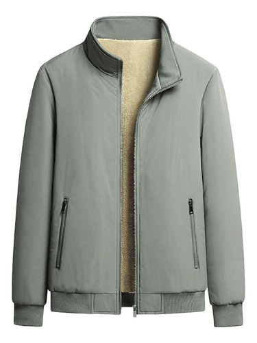 Casaco/jaqueta Masculina Com Zíper De Bolso, Gola Alta E