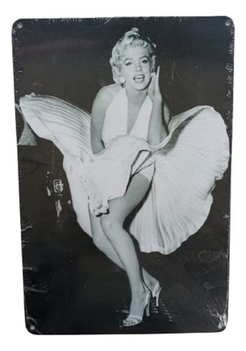 Cuadro Metálico Marilyn Vestido Blanco 20x30cm Vintage