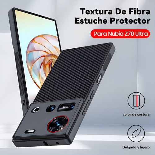 Funda Fibra Carbono Para Zte Nubia Z70 / Z70s Ultra +2 Micas Negro Nubia Z70/z70s Ultra