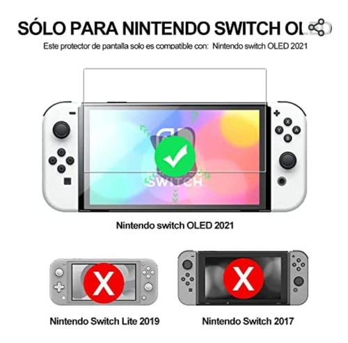 Imagen 4 de 5 de Lamina Protectora Nintendo Switch Oled Vidrio Templado